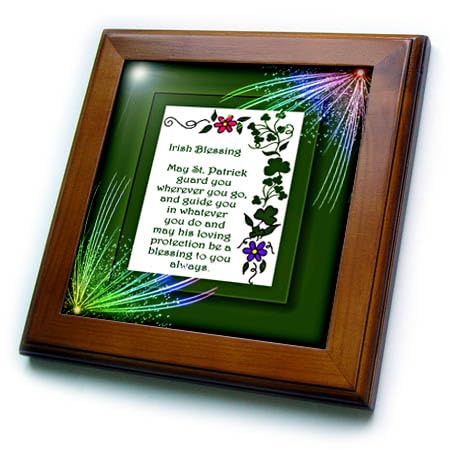 3dRose ft_11697_1 Irish Blessings Framed Tile, 8 by 8-Inch