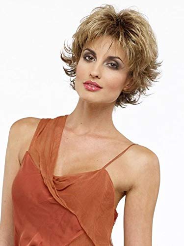 Victoria Wig Color TOASTED SESAME - Envy Wigs 3.25" Short Pixie Shag Synthetic Tapered Neckline Capless Average Swirly Waves Peluca Wispy Bangs Bundle MaxWigs Hairloss Booklet