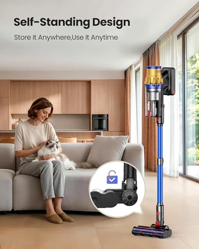 Image of Cordless Vacuum Cleaner, 650W /55Kpa Vacuum Cleaners for Home, 70Mins Stick Vacuum with Self-Standing,Anti-Tangle,Wall Mount Charging,Lightweight Wireless Vacuum for Hardwood Floors Carpet Pet Hair Car