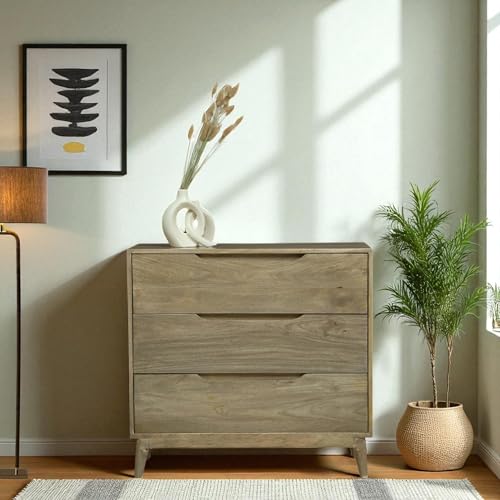 Image of Solid Wood Nova Chest of Drawer | Multipurpose Cabinet for Kitchen and Living Room Storage | Kitchen Cabinet | Finish - Tobacco Brown