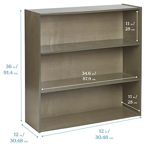 Ecr4Kids Streamline 3-Shelf Storage Cabinet, 36In, Kid's Bookshelf, Grey Wash #TOP2