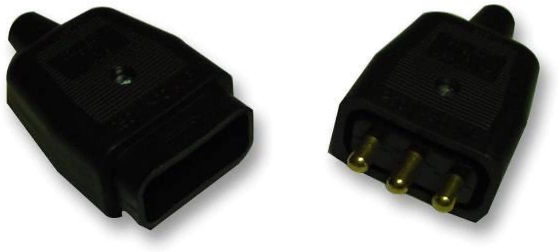 Permaplug 10A Rewireable 3-Pin Plug & Socket In-Line Power Connector, Black