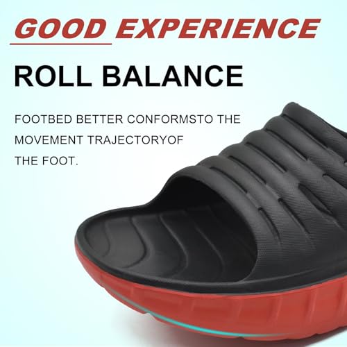 KUAILU Mens Recovery Sandals With Comfortable Plantar Fasciitis Arch Support, Orthotic Open Toe Sport Slides Thick Cushion Reduces Stress on Feet, Joints & Back Post-Exercise