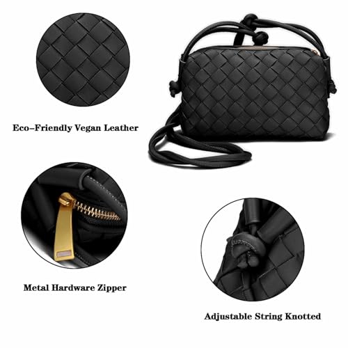 Image of ZEDIUH Woven Bag for Women Crossbody Shoulderbag, Small Vegan Leather Purse