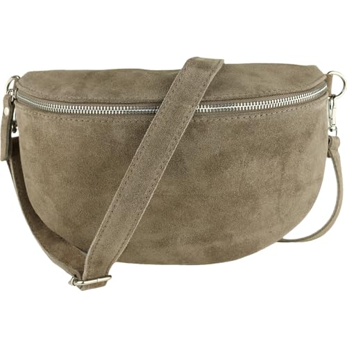 MIRROSI® Bauchtasche Damen, Made in Italy, Echtleder Umhängetasche...
