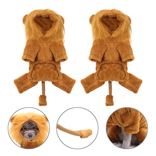 POPETPOP Rei Leão Gato Traje Do Cão Realista Juba Do Leão Peruca Traje Do Cão Traje para para Médio