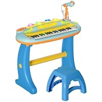AIYAPLAY Kids Piano, 37 Keys Electronic Keyboard, Children Grand Piano with Microphone, Stool, LED Light, Record & Play Function, Musical Instrument for Kids Ages 3-6 Years, Blue