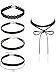 Mudder 6 Pieces Black Velvet Choker Necklaces Set Gothic Stretch Tattoo Choker Elastic Tassel Pendant Necklaces for Women Girls
