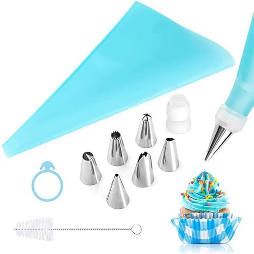 Twolights 10 Pièces Douilles Pâtisserie Inox Poche à Douilles Silicone, Set Professionnel de Pâtisserie