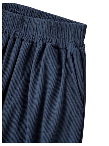 SOLY HUX Women's Wide Leg Corduroy Pants Elastic Waist Baggy Long Pants Trousers with Pockets4