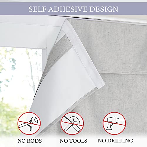 RYB HOME 100% Blackout Curtains for Small Window, Linen Textured Blend Insulating Privacy French Door Curtains Tie Up Shades for Kitchen Storage Cabinet Basement, W 12 x L 40, Light Grey, 1 Panel