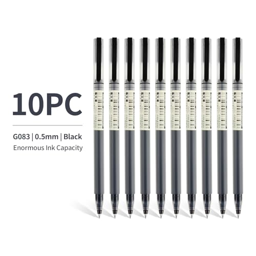 10 bolígrafos gel negro 0.5mm punta fina pack miniatura 2