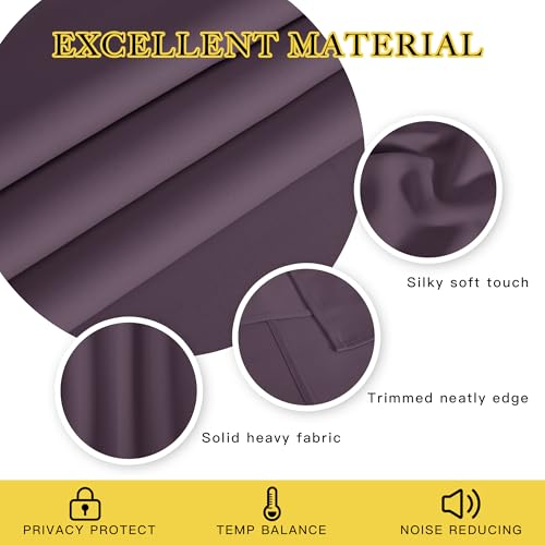 NICETOWN Patio Door Curtain 84 inches Long, Grommet Room Divider Curtain Panel Thermal Insulated Room Darkening for Bedroom/Office, Plum, W100 x L84, 1 Panel