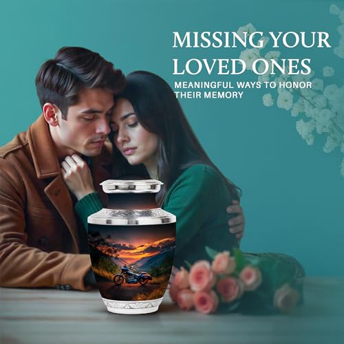 Image of Bike Urn for Ashes Cremation Urn Human Ashes 10 Inch Large | Cremation Urn Human Ashes, Memorial for Mom & Dad, Large Urns for Adult Human