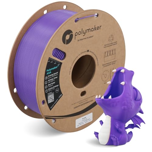 Polymaker ASA Filament 1.75mm Purple ASA, 1kg Heat and Weather Resistant 3D Printer Filament Cardboard Spool - PolyLite 
