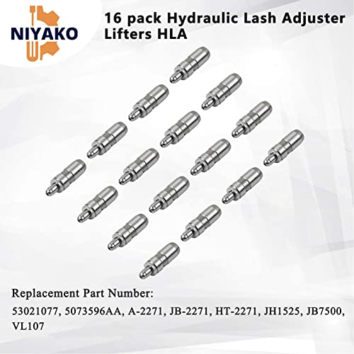 Niyako 16Pcs Lash Adjuster Lifters Kit Replacement# 53021077 5073596Aa Fit 1999-2007 Grand Cherokee Durango Ram #TOP3