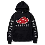 Bulex Herren 100% Baumwolle Naruto Akatsuki Druck Pullover Sweatshirt Kapuzenpullover mit Fronttasche