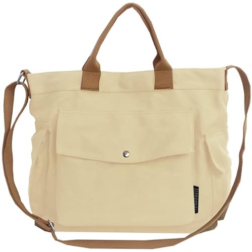 NATINSA Canvas Crossbody Tote Shoulder Purse Bag for Women and Men with Multi-pocket for Shopping, Travel and Work