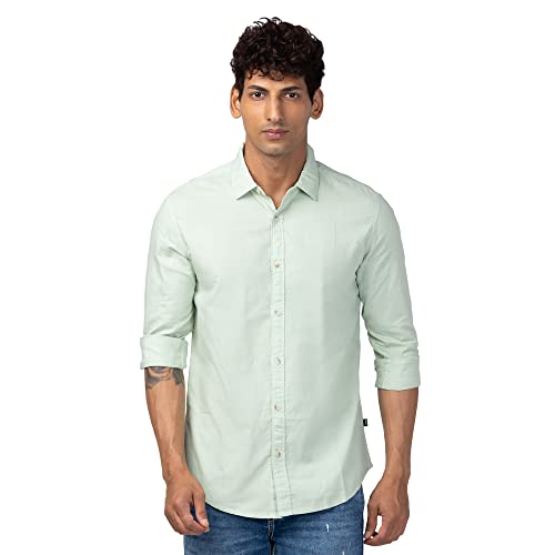 Image of Spykar Full Sleeves Cotton Blend Slim Fit Shirt for Men