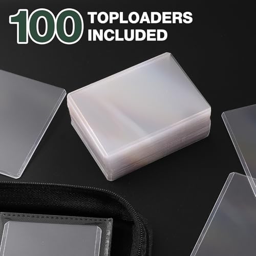 Image of Top Loader Binder 4 Pocket, Holds 160 Toploaders, 100 Toploaders INCLUDED | Toploader Binder for 3 inch x 4 inch Rigid Toploaders, Trading Card Binder for TCG, MTG, Sport Cards, PU Leather Cover, Side Loading