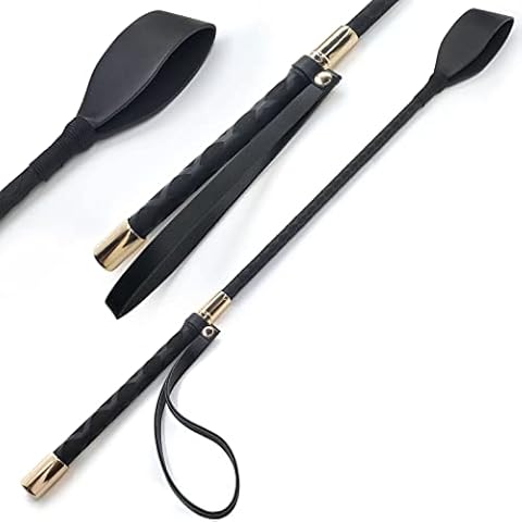 Keedolla 18" Riding Crop English Whip with Wrist Strap, Horse Whip Jump Bat Equestrianism Horse Crop for Training, Tournament, Shows - Double Slapper Cover