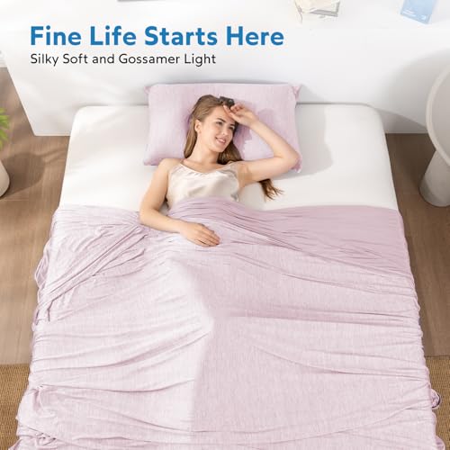 Image of HOMFINE Cooling Blanket for Hot Sleepers King Size, Pink 108 inchx90 inch | Dual-sided mica nylon cool, Q-Max 0.439 instant cool, Lightweight & breathable for night sweats & menopause, Machine washable