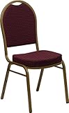 Flash Furniture HERCULES Series Dome Back Stacking Banquet Chair in Burgundy Patterned Fabric - Gold Frame