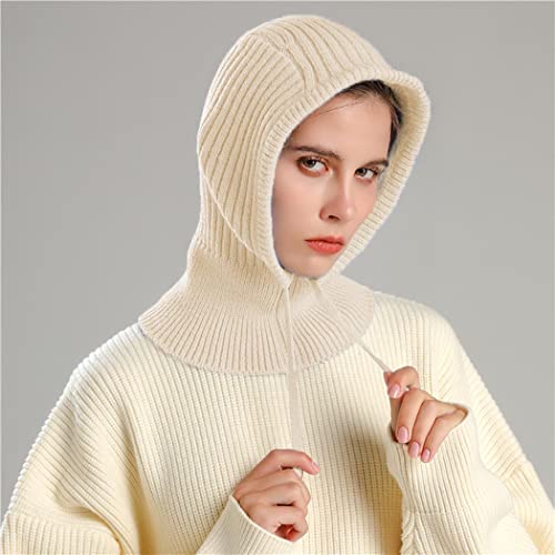 Knitted Hooded Scarf Hat Winter Balaclava Thermal Neck Gaiters Neck Warmer Adjustable Scarf for Men Women3