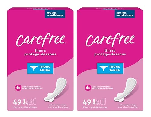 Carefree Thong Pantiliners, Unscented, 49 Count (Pack of 2)