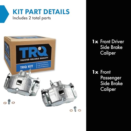Image of TRQ Front Brake Caliper Set Zinc Coated Brackets Hardware Compatible with 2008-2016 Mitsubishi Lancer 2007-2017 Outlander 2011-2016 Outlander Sport