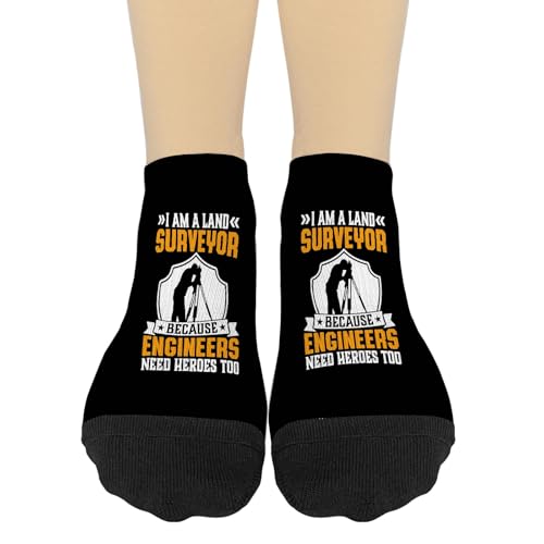 I Am A Land Surveyor Funny Problem-Solving Socks for Men Low Cut No Show Work Socks, Gifts for Surveyors and Engineers!