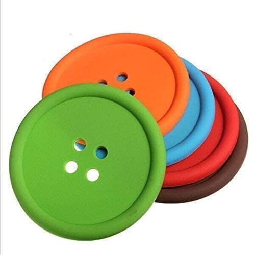 5 Silicone Button Shaped Placemat Heat Resistant Coaster Set for Tea Coffee Cup Mugs,Put On Mat Coffee Tea & Other Hot Or Cold Drinks, Dining Table Cup Mat.