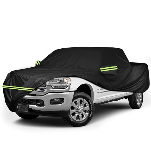 Image of Waterproof Car Cover for 1998-2022 Dodge Ram 2500 3500 Crew Cab 6.5 ft Short Bed Truck Cover, All Weather Windproof 210D Oxford Car Covers with Zipper Door for Sun Rain Snow UV Dust Protection