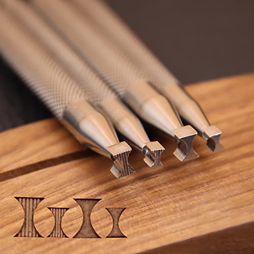 RUIQIN Leather Stamps, Vertical Stripes Funnel Leather Stamping Tools, Professional Leather Carving Tools, Leather Crafting Tools for Leather Working and Leathercraft (S-Vertical)