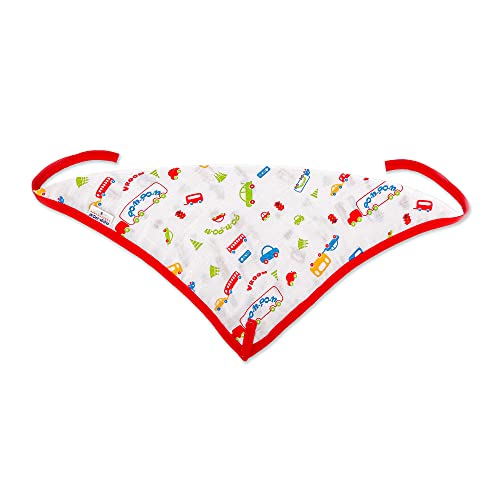 Image of Pom Pom Sweethearts Washable Reusable Printed Triangle Cotton Muslin Nappy, Langot For New Born Baby - Pack of 10 (Traffic Print 0-3 Months)