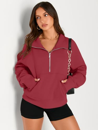 Image of AUTOMET Womens Sweatshirts Half Zip Cropped Pullover Fleece Quarter Zipper Hoodies 2026 Fall Fashion Outfits Clothes