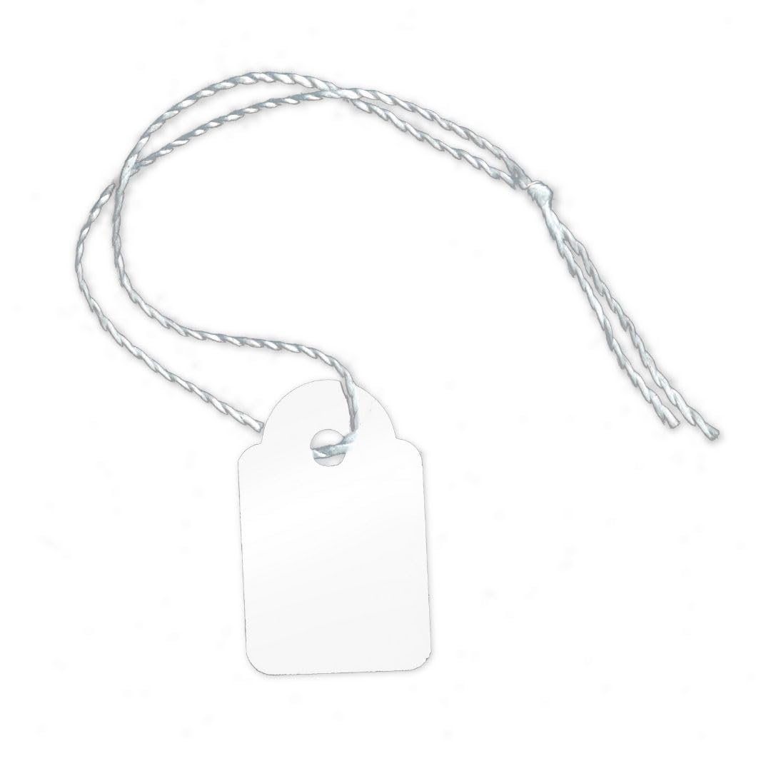 Pokornys – étiquettes de prix avec fil (15 x 24 mm) pour vêtements, bijoux, accessoires, etc. – Étiquettes de prix en carton avec fil de coton (1000)
