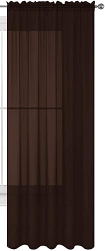 LuxuryDiscounts Panel de cortina tipo velo, lisa, para ventanas, con bolsillo para varilla, de colores variados.