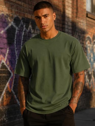 Image of KEEPSHOWING Mens Oversized Short Sleeve T-Shirts Cotton Loose Fit Tees