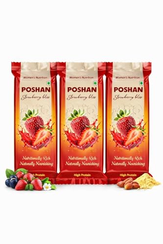 Image of POSHAN Women's Strawberry Nutrition Protein Bar, 40 g | 8g Protein with 4G Fiber |No Added Sugar, 100% Vegetarian & Gluten-Free| Made with Dates, Ragi and Superfoods|No Trans Fat |Pack of 3