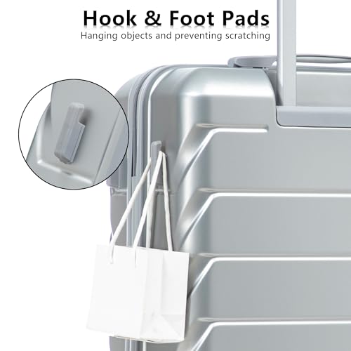 Image of Hardshell Luggage, Lightweight Suitcase with Spinner Wheels, Silver