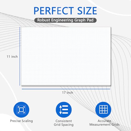 Large Engineering Graph Paper Pad - Quadrille Grid Paper for Drafting, Engineering, Blueprint Drawin