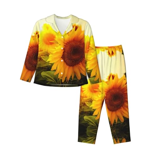 Pyjama tournesol femme EdWal fini les nuits froides avec ce grand ensemble long
