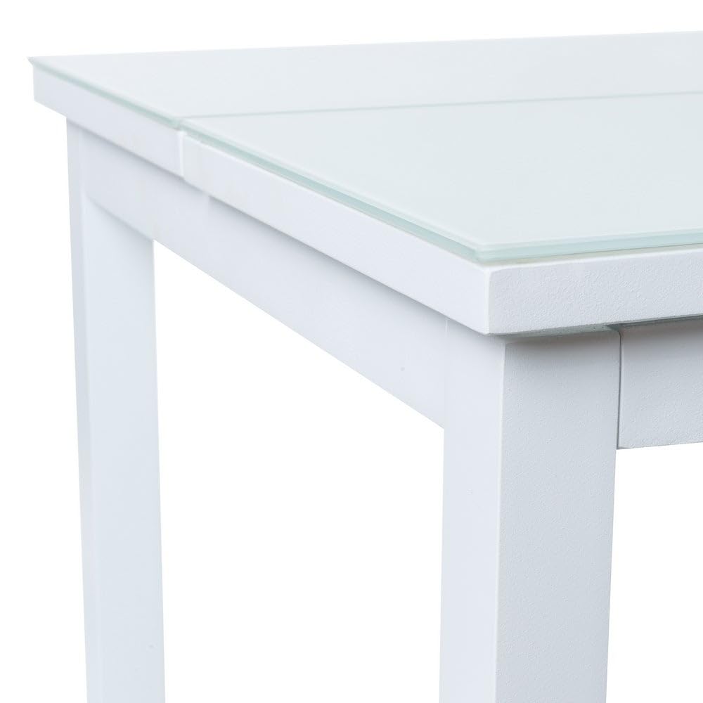 LOLAhome Mesa de Centro elevable para Exterior de Aluminio Blanco y Cristal Templado, de 120x60x48 cm, Modelo Agnes