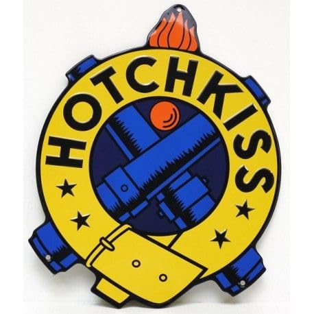 un jeu des jouets Plaque Publicitaire HOTCHKISS - Métal Peint et Embossé, 27 cm de Hauteur
