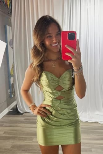 Strapless Short Homecoming Dresses for Teens Corset Satin Tight Graduation Bodycon Cocktail Party Dress4