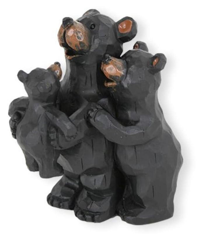 The Bridge Collection 4" Black Bear Family Figurine - Rustic Black Bear Figurine - Charming Wildlife Figurine for Cabin - Gift for Mom & Dad