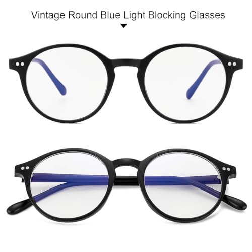 Image of Blue Light Glasses for Men Women, Vintage Round Frame Eyeglasses | Blue Light Blocking Glasses, Lightweight TR90 Frame, Work Gaming Daily Screen Office Computer Use