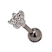 16g 4.7mm Clear Crystal Flower Ear Cartilage Barbell Helix Earlobe Studs Earrings Piercings 1/4" ( 1 Pair ) (White Charm)