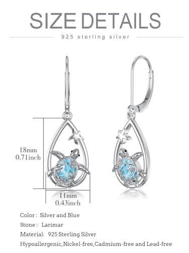 OCJ 925 Sterling Silver Sea Turtle Jellyfish Starfish Dangle Drop Earrings Summer Beach Ocean Jewelry Gifts for Women Mom Wife Girlfriend Daughter Birthday Graduation Gift4